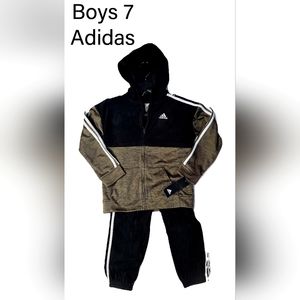 Boys Size 7 Adidas Jogger set, 2 Piece, Black/Dark Green Brand New With Tags!